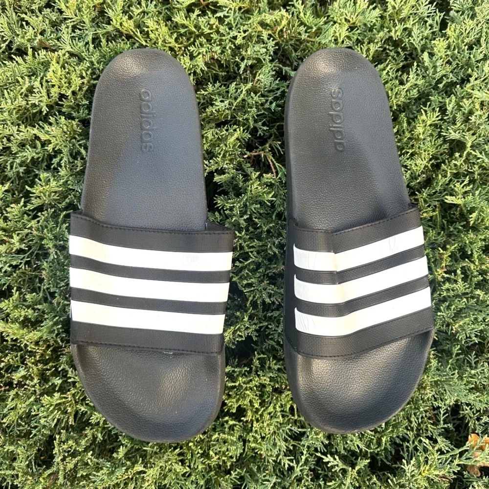 Adidas Adilette Shower‎ Slide Sandals Men's Size 14 Black White